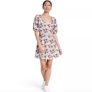 Rixo X Target Linen Floral Short Sleeve button Up Dress Size 8 Discontinued